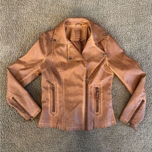 Max Studio Carmel Brown Faux Leather Jacket